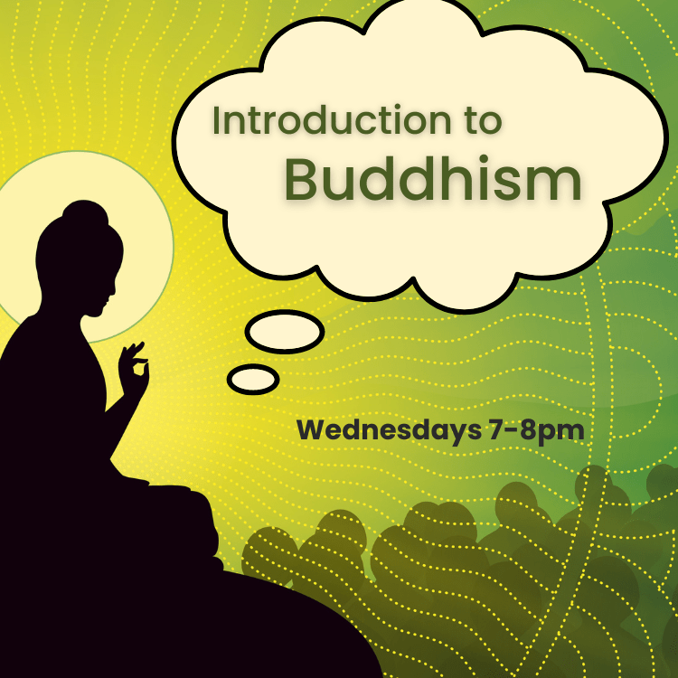 Buddha teaching followers. The course title is Introduction to Buddhism and it will occur on Wednesdays 1-8pm